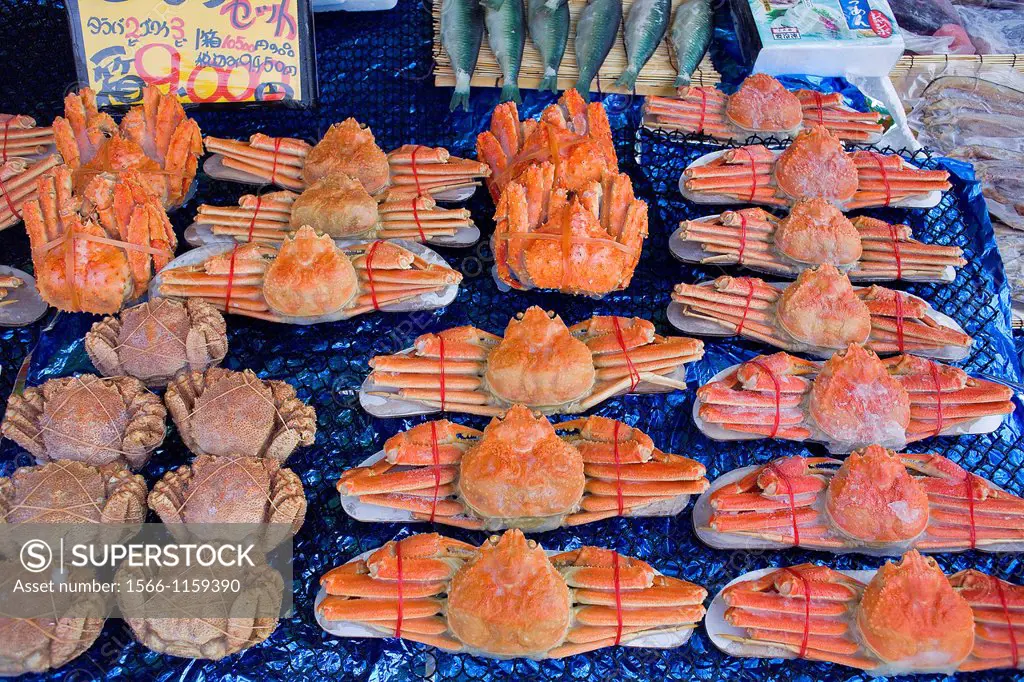 Fish market,Seafood for sale,Hakodate,Hokkaido,Japan