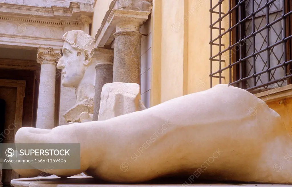 Remains of a giant statue of the emperor Constantino,Conservatori Palace,Capitoline museum,Rome, Italy