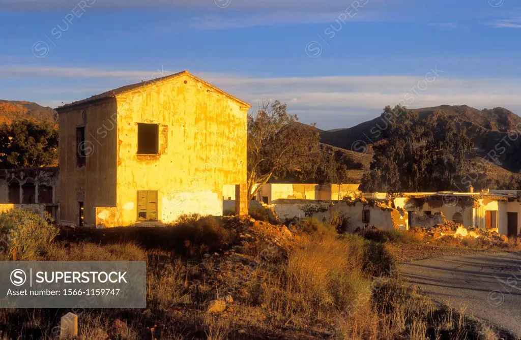 Rodalquilar Abandoned houses of the miners Cabo de Gata-Nijar Natural Park  Biosphere Reserve, Almeria province, Andalucia, Spain