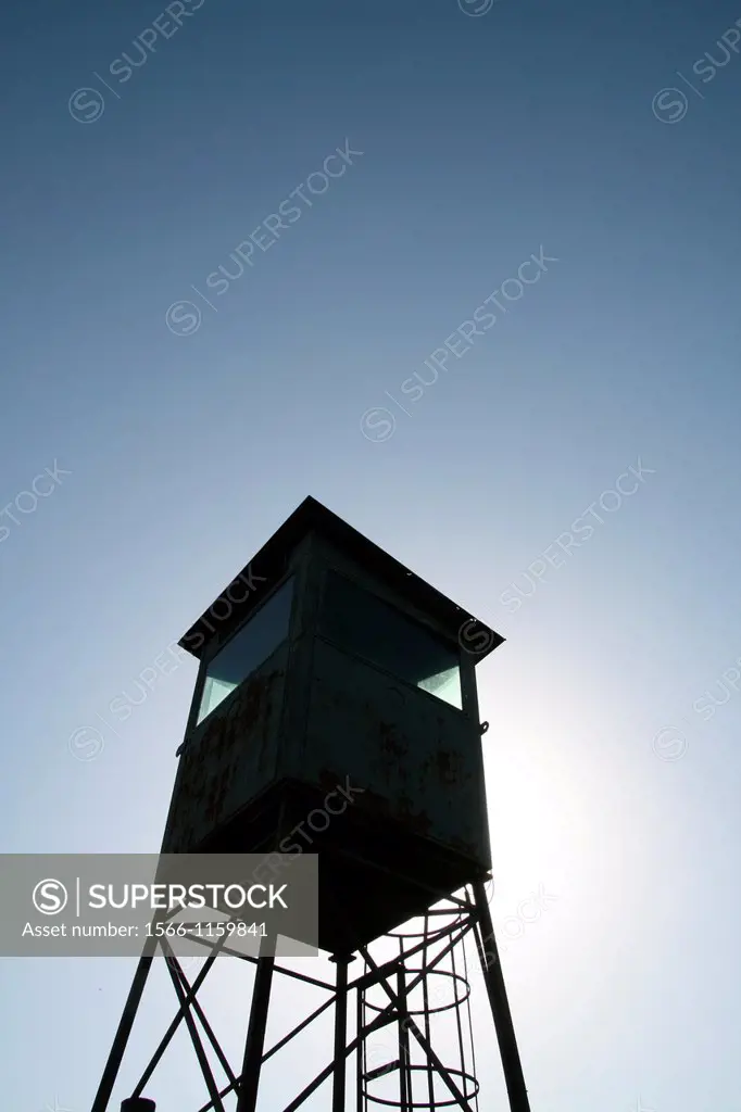 old abandoned military type watch tower in park in rome italy