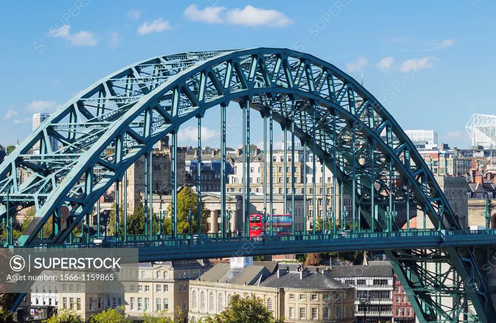 View over The Tyne Bridge and Newcastle city  Newcastle upon Tyne, England, United Kingdom