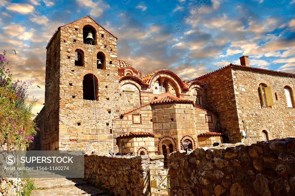 The exterior of the Byzantine Metropolis Church , Mystras , Sparta, the Peloponnese, Greece  A UNESCO World Heritage Site