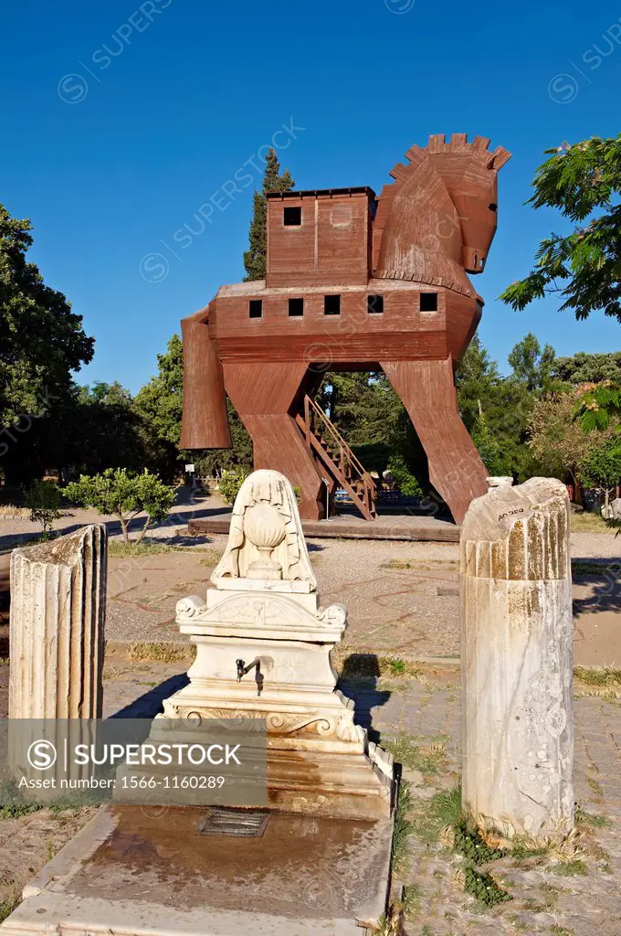 Replica of the wooden horse of Troy archaeological site, A UNESCO World Heritage Site, Turkey