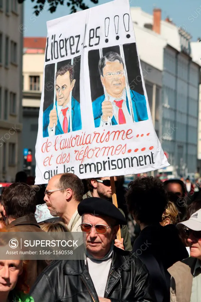 Demonstration during ´Premier Mai´, French day for labour and work celebration, Lyon, Rhône-Alpes, France.
