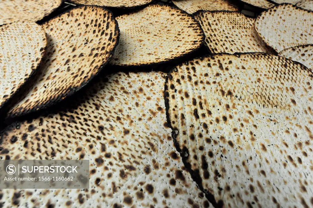 Hand made glatt kosher matzah for the Jewish holiday of Passover