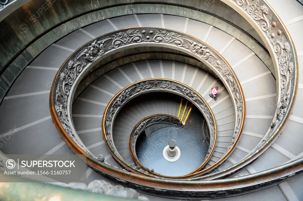 Double helix Spiral staircase designed by Giuseppe Momo of the Vatican Museum in Rome, Italy