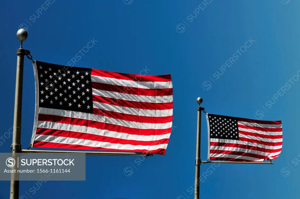 The American flags Manhattan New York