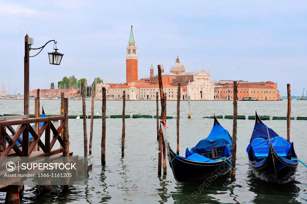 The Island of San Giorgio Maggiore with Venetian Gondolas in the foreground