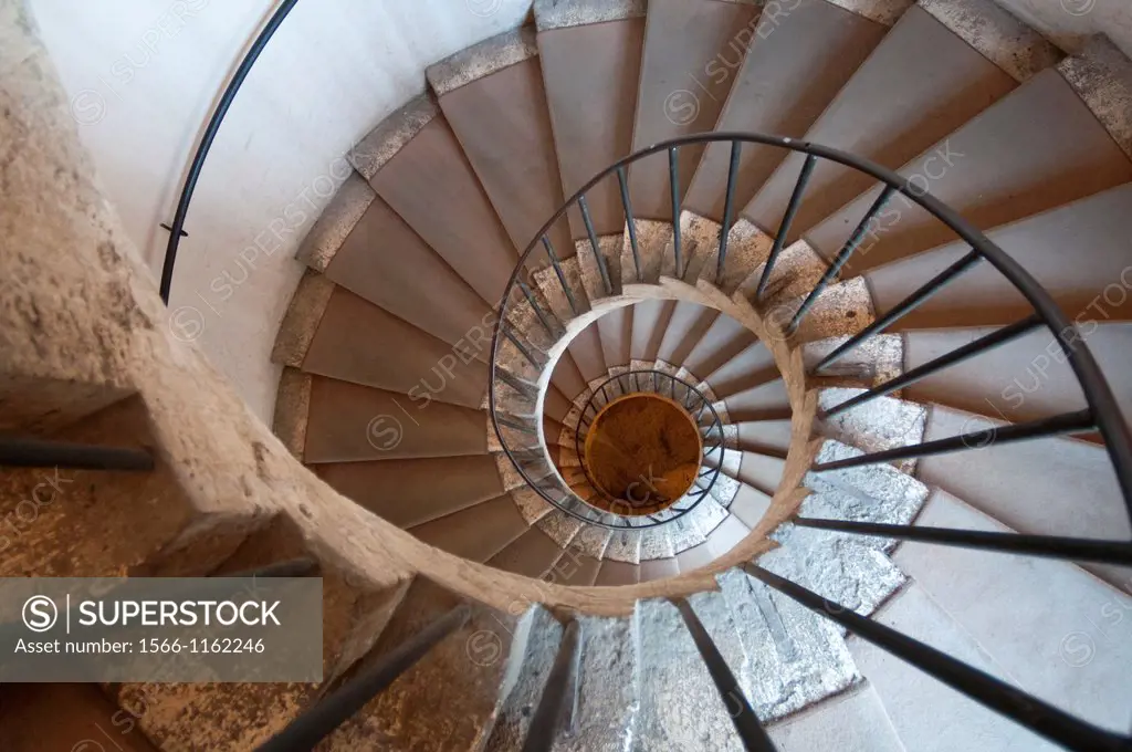 Italy, Lazio, Tivoli  Spiral staircase inside the Villa d´Este