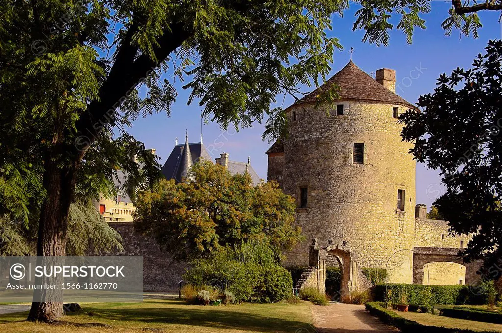 France-Aquitaine-Dordogne- Chateau de Montaigne: Historical tower, 14th century -  (Michel Eyquem de Montaigne, February 28, 1533 - September 13, 1592...