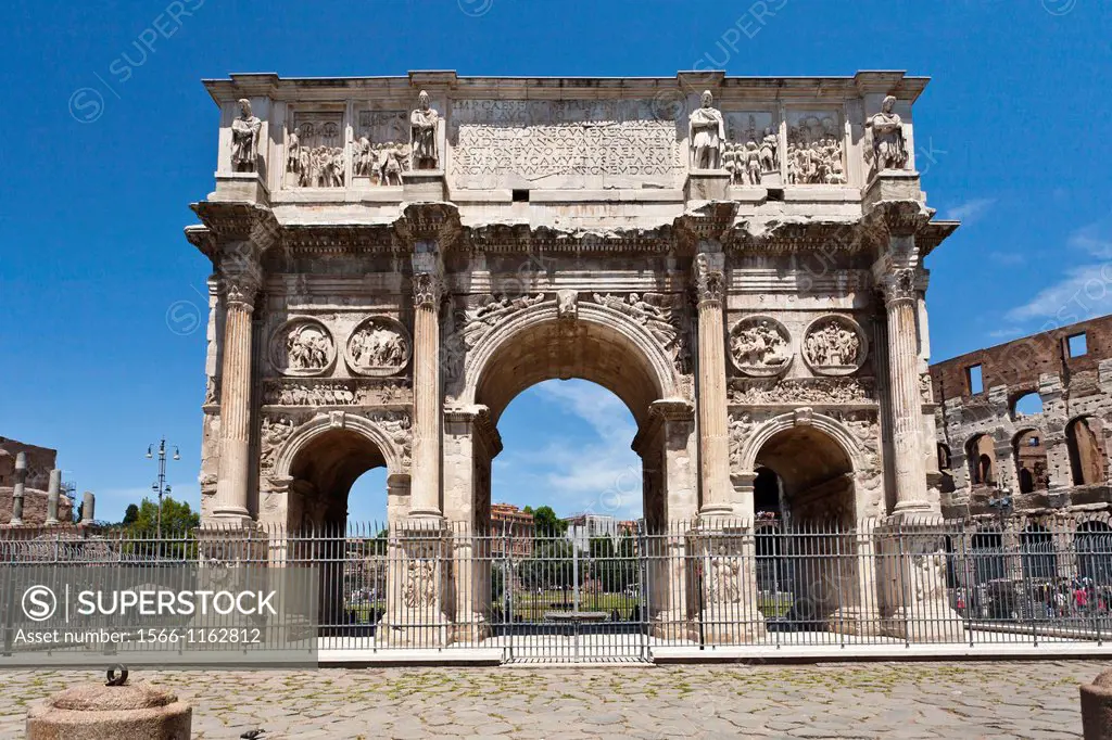 The Arch of Constantine near the Colesiem in Rome, Italy