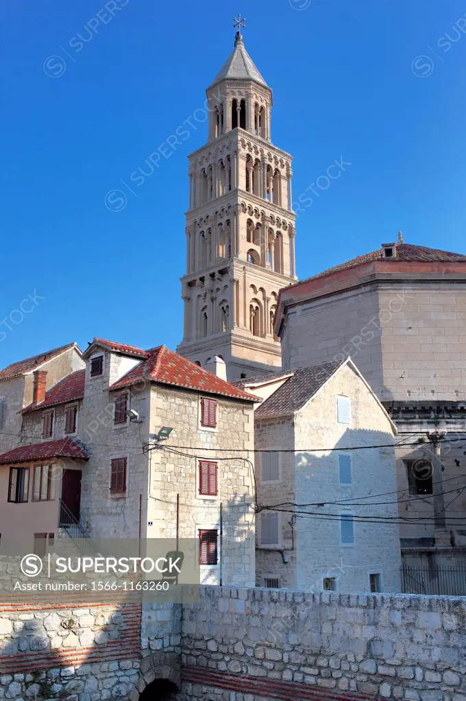 Bell tower of Cathedral of St  Domnius, Split, Dalmatia, Croatia