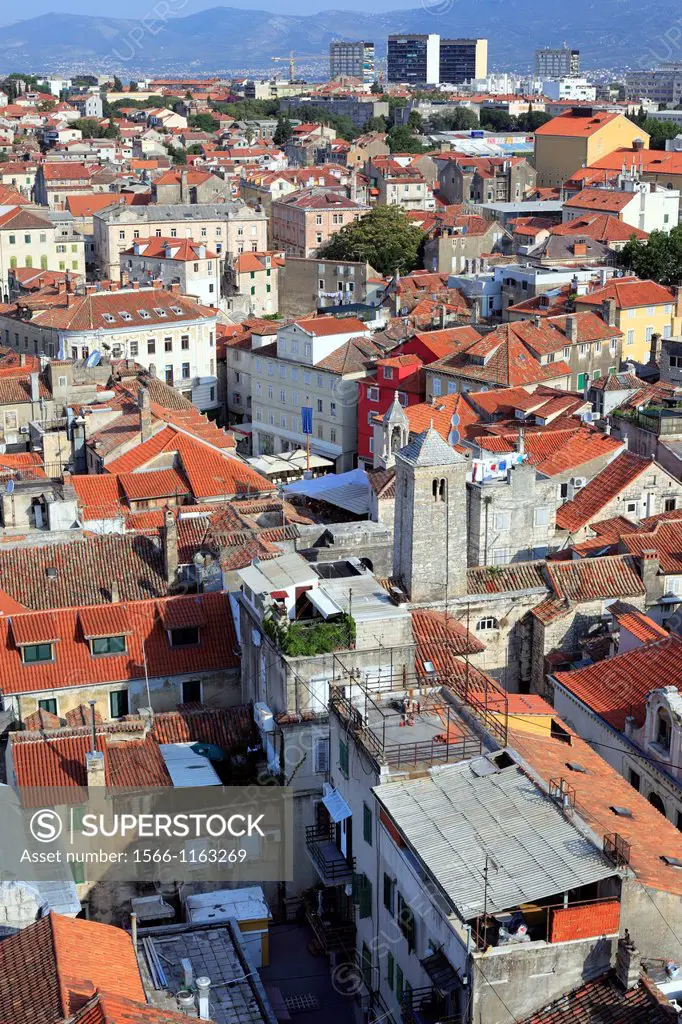 Cityscape from bell tower of Cathedral of St  Domnius, Split, Dalmatia, Croatia