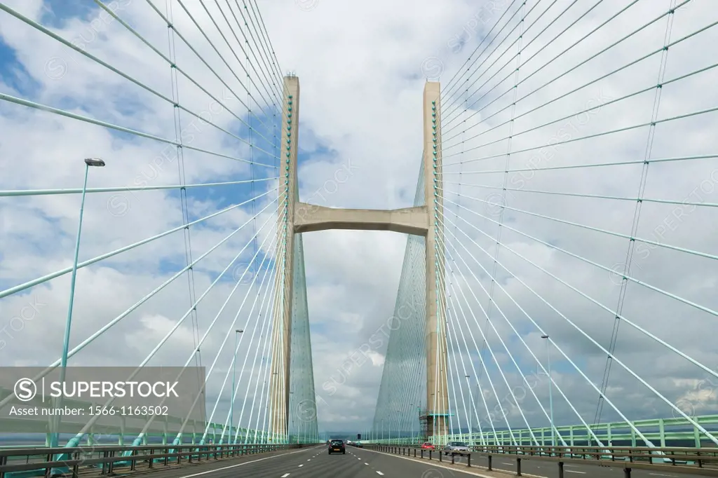 Second Severn crossing, Ail Groesfan Hafren, looking West from England towards Wales, UK.
