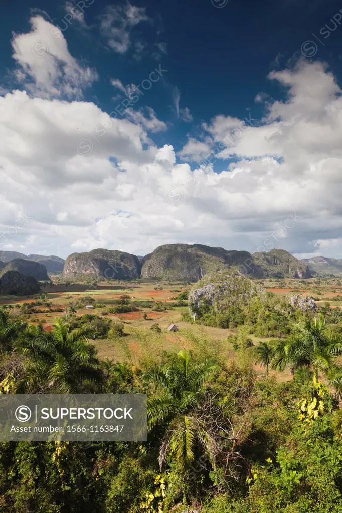 Cuba, Pinar del Rio Province, Vinales, Vinales Valley, elevated view, daytime