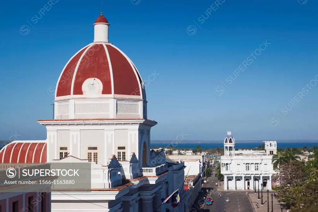 Cuba, Cienfuegos Province, Cienfuegos, Palacio de Gobierno, government building, elevated view