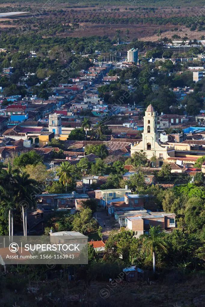 Cuba, Sancti Spiritus Province, Trinidad, elevated town view from the Cerro de la Vigia hill, morning