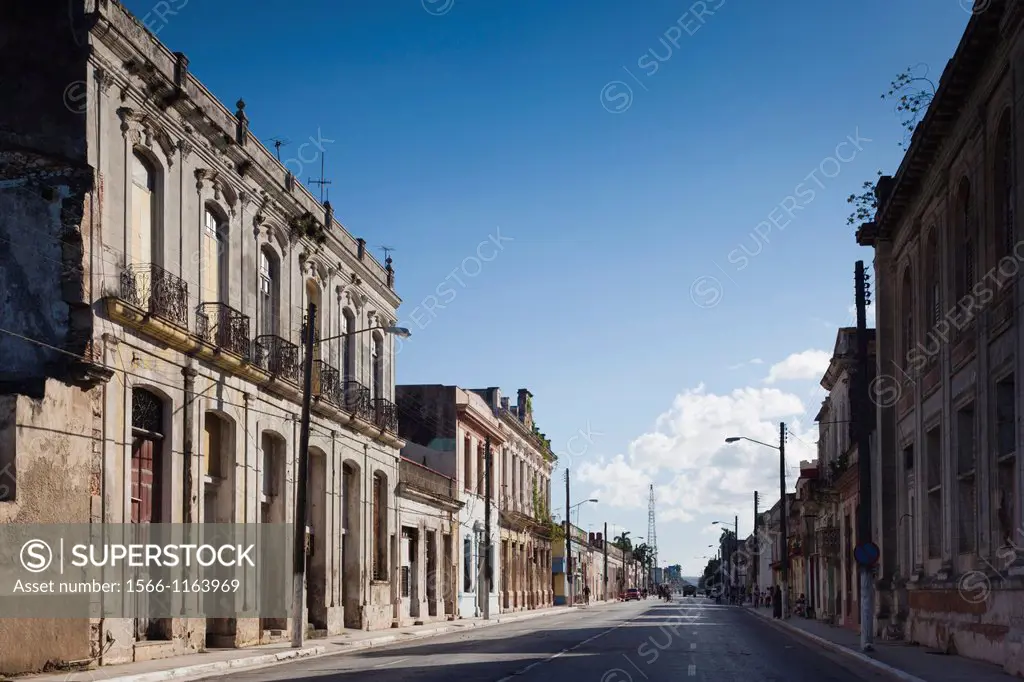 Cuba, Matanzas Province, Cardenas, buildings along Avenida Cespedes