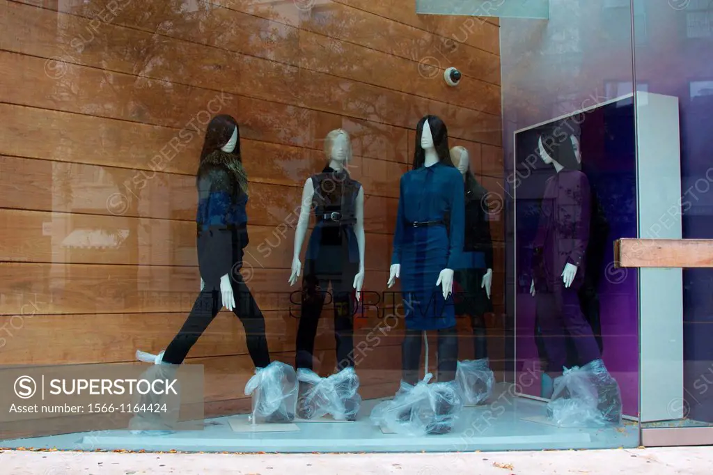 NEW YORK, NY, USA - OCTOBER 31, 2012: Fashion store in the Soho area of Lower Manhattan has prepared in a peculiar way for Hurricane Sandy in New York...