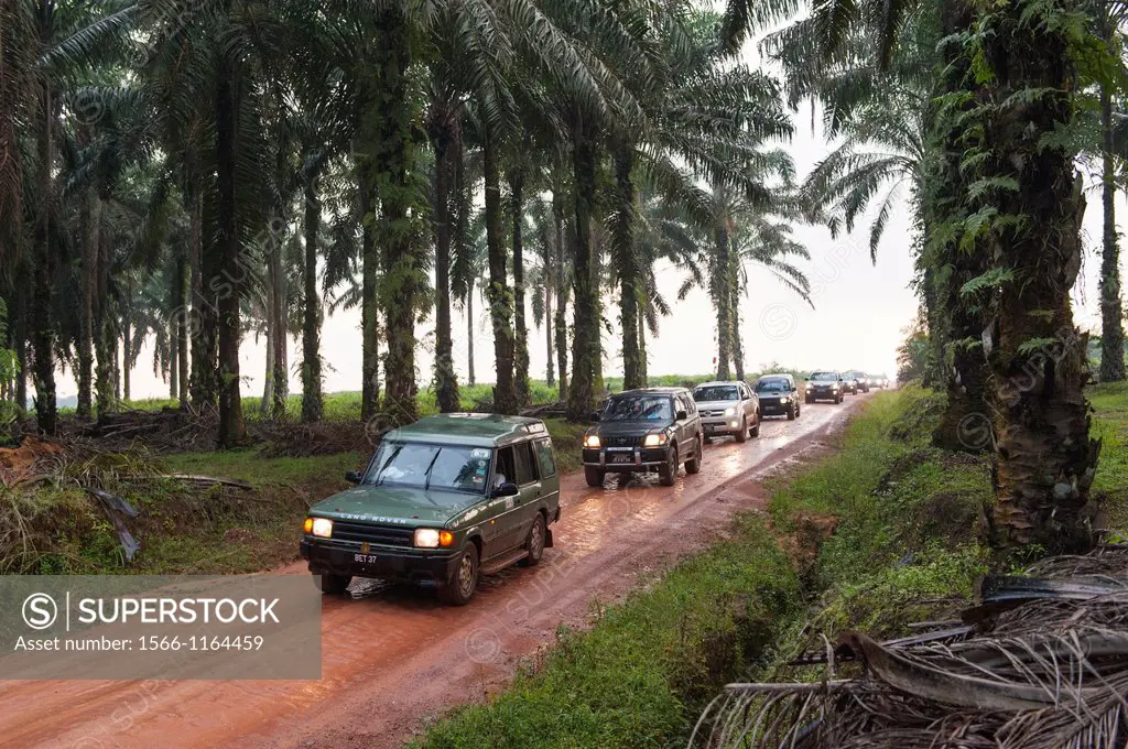 A caravan of trucks and SUVs on The Kembara Mahkota Johor, an annual royal motorcycle tour program held by the state government of Johor, Malaysia und...