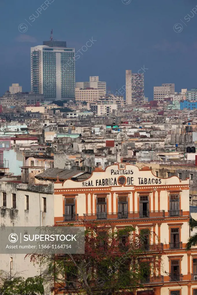 Cuba, Havana, Central Havana, elevated view of the Partagas cigar factory