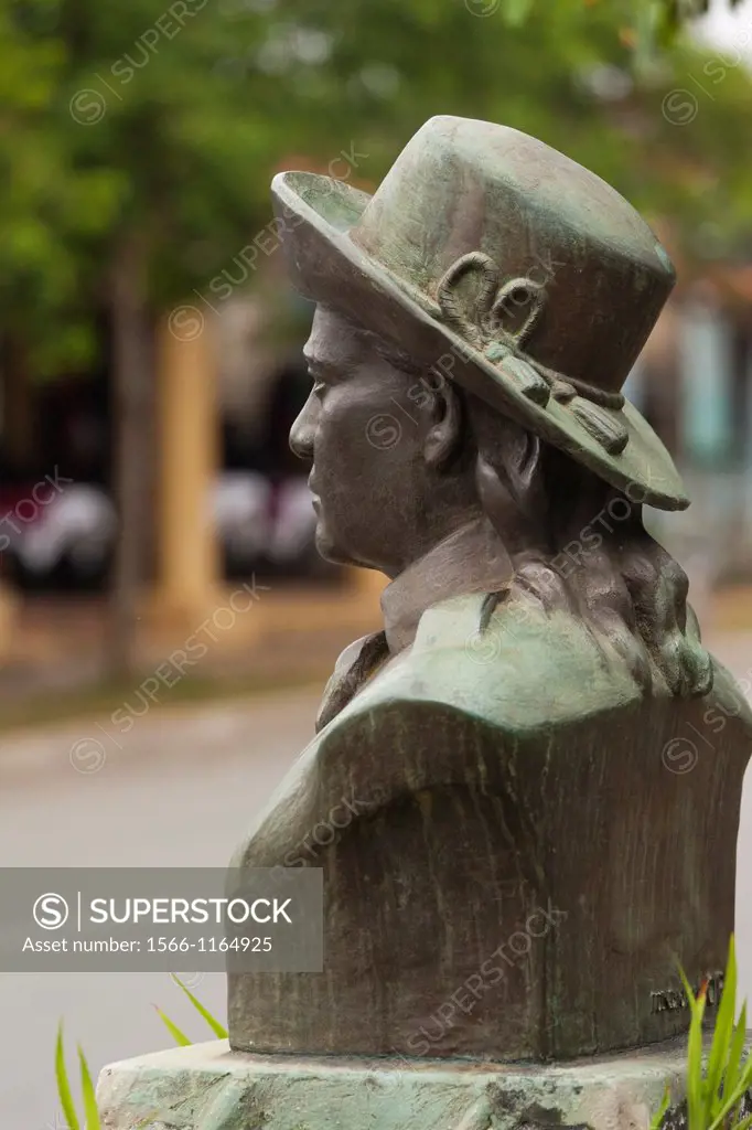 Cuba, Pinar del Rio Province, Vinales, Vinales Valley, bust of Adela Azcuy, 1861-1914, heroine of Cuban independence