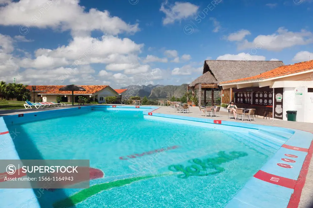 Cuba, Pinar del Rio Province, Vinales, Vinales Valley, Hotel La Ermita, swimming pool