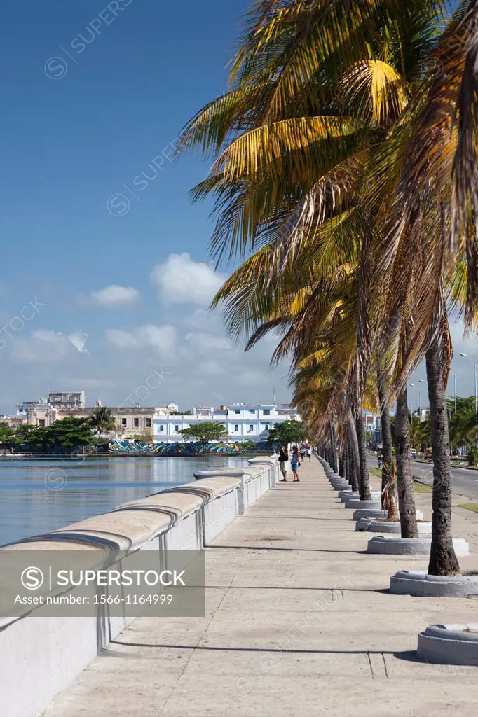 Cuba, Cienfuegos Province, Cienfuegos, city view from the Bahia de Cienfuegos bay