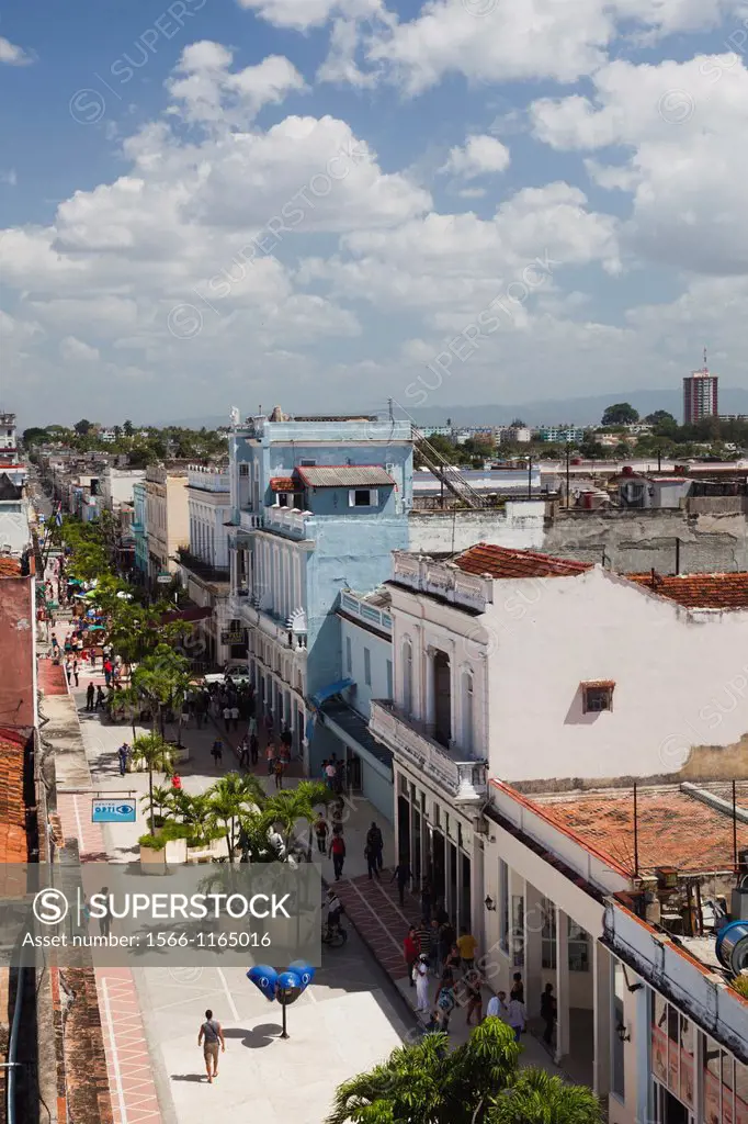 Cuba, Cienfuegos Province, Cienfuegos, Avenida 54, pedestrian street, elevated view