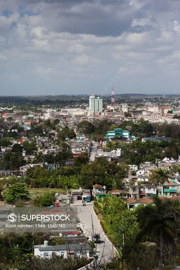 Cuba, Santa Clara Province, Santa Clara, elevated city view from the Lomo de Caparo