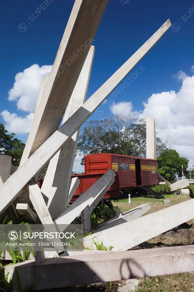 Cuba, Santa Clara Province, Santa Clara, Monumento a la Toma del Tren Blindado, monument to the attack on an armored train by Che Guevara, the armored...