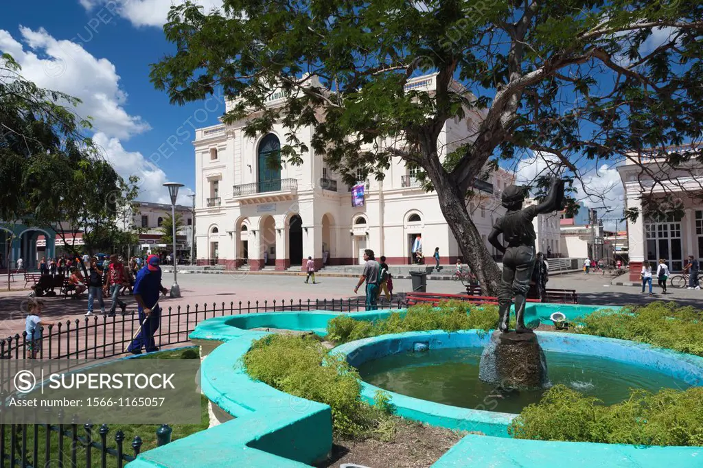 Cuba, Santa Clara Province, Santa Clara, Parque Vidal park and Teatro La Caridad theater