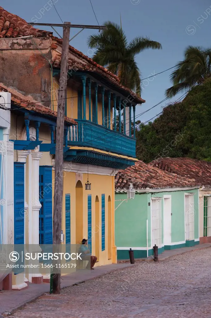 Cuba, Sancti Spiritus Province, Trinidad, street view, dawn