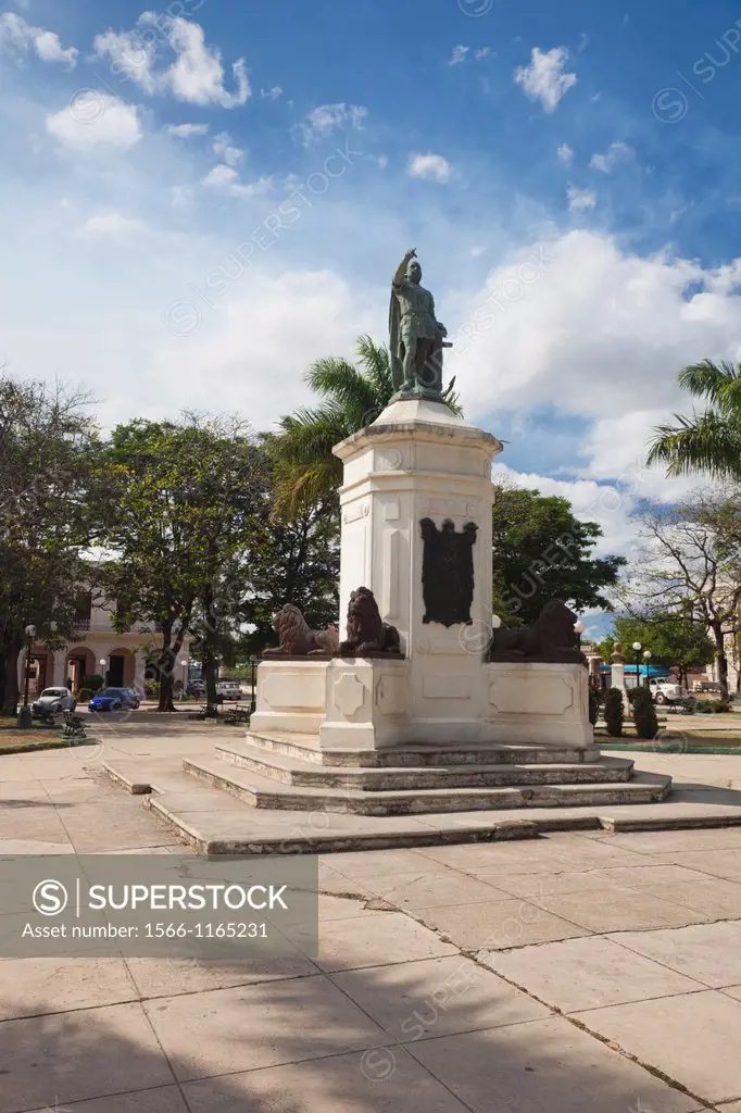 Cuba, Matanzas Province, Colon, Parque de la Libertad park, Christopher Columbus statue