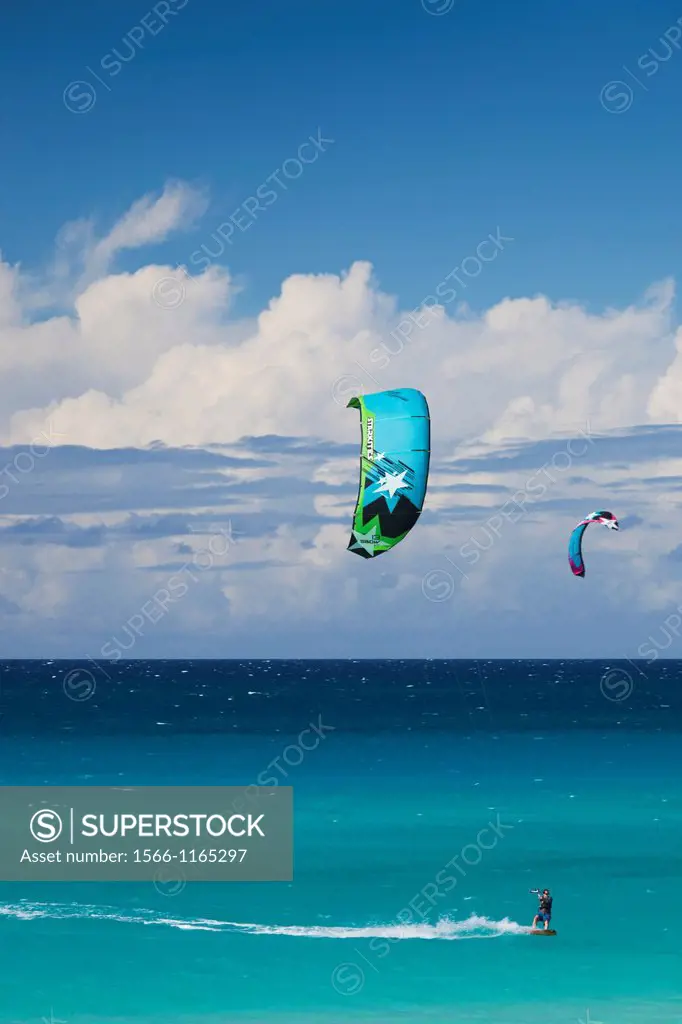 Cuba, Matanzas Province, Varadero, Varadero Beach, parasailing