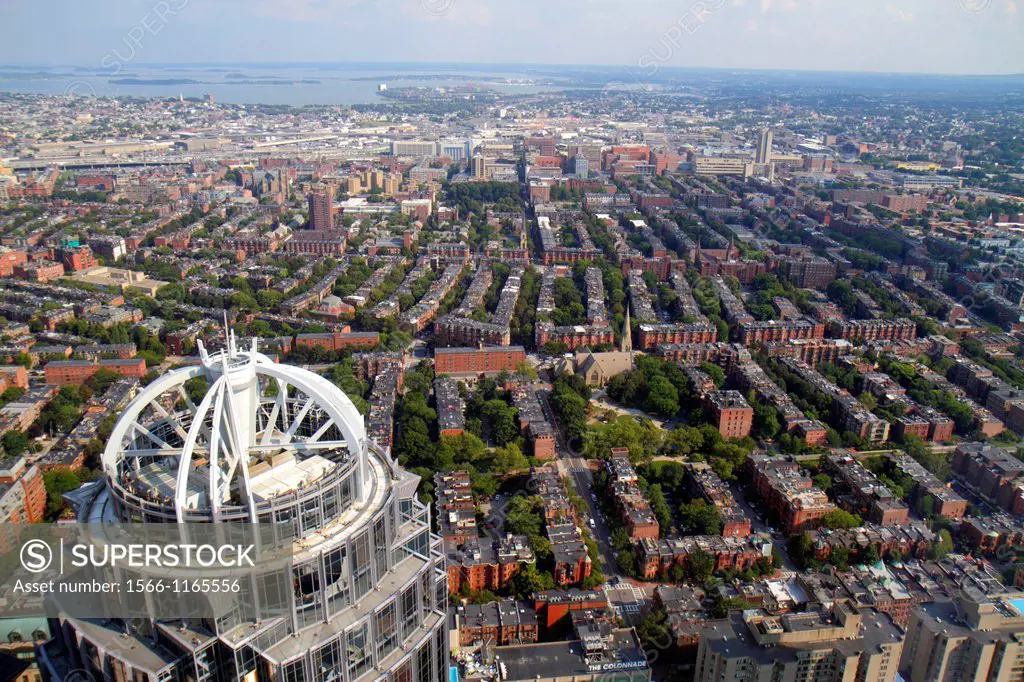 Massachusetts, Boston, Prudential Center, Skywalk Observatory, aerial, panoramic view, 111 Huntington Avenue, skyscraper, South End, South Boston, Wes...