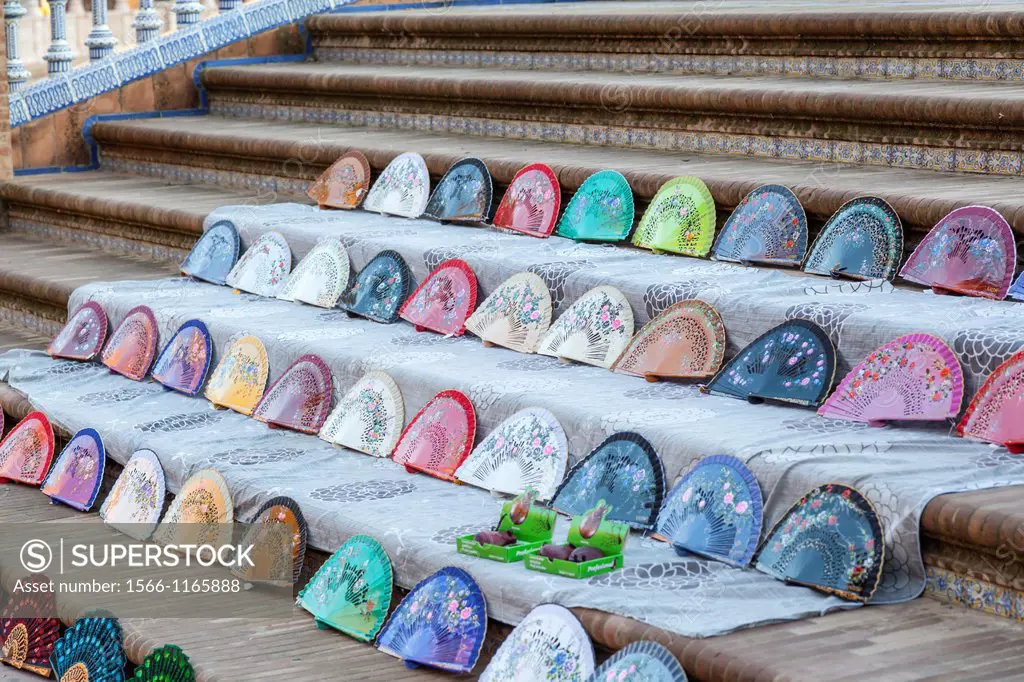 sevilla,andalucia,spain plaza españa,detail abanicos on stairs