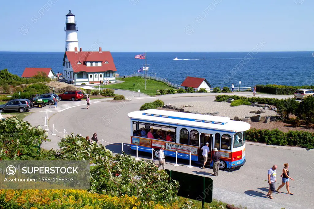 Maine, Portland, Cape Elizabeth, Portland Head Light, lighthouse, Keeper´s Quarters, Fort Ft  Williams Park, trolley, Casco Bay, Atlantic Ocean,
