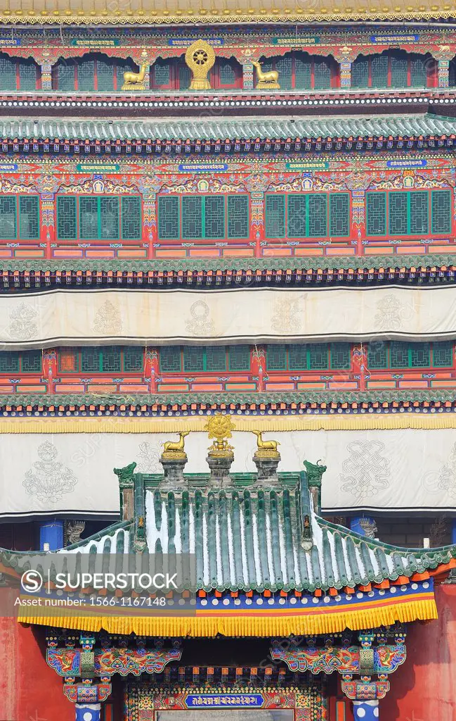 China, Qinghai, Amdo, Xining surroundings, Kumbum monastery Ta´er Si, Tripitaka pavilion