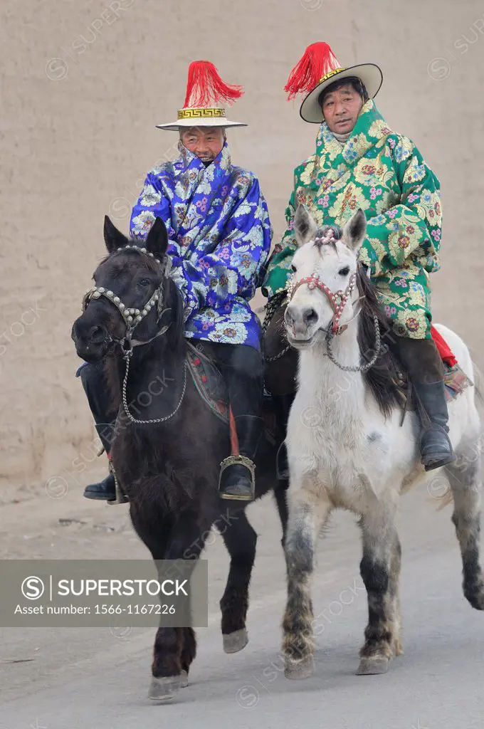 China, Gansu, Amdo, Xiahe, Monastery of Labrang Labuleng Si, Losar New Year festival, Tibetan Horse Guards