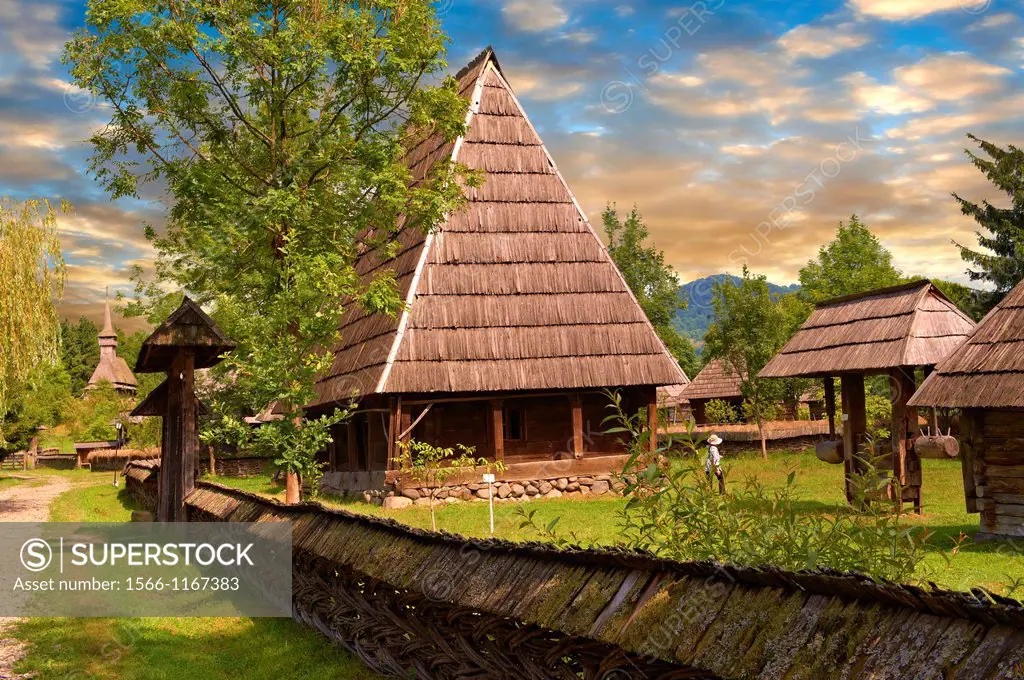 19th century traditional farm house of the Iza Valley, The Village museum near Sighlet, Maramures, Northern Transylvania