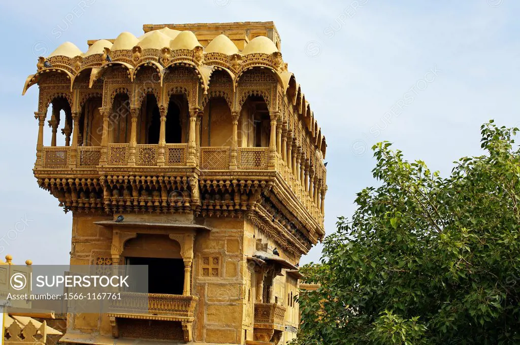 A gallery of the Diwan Nathmal ki Haveli in Jaisalmer  Rajasthan, India.