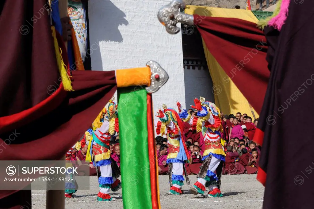 China, Gansu, Amdo, Xiahe, Monastery of Labrang Labuleng Si, Losar New Year festival, Skeleton dance