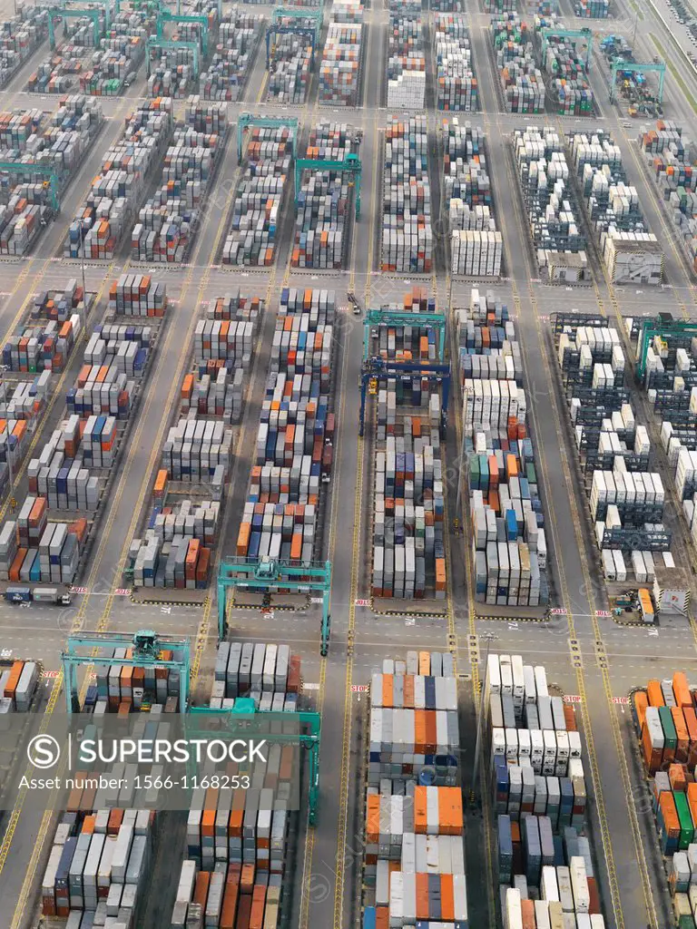The container shipping terminal in Johor, Malaysia