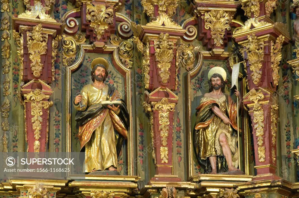 Church of San Sebastian-detail of the altarpiece, Higuera de la Sierra, Huelva-province, Spain