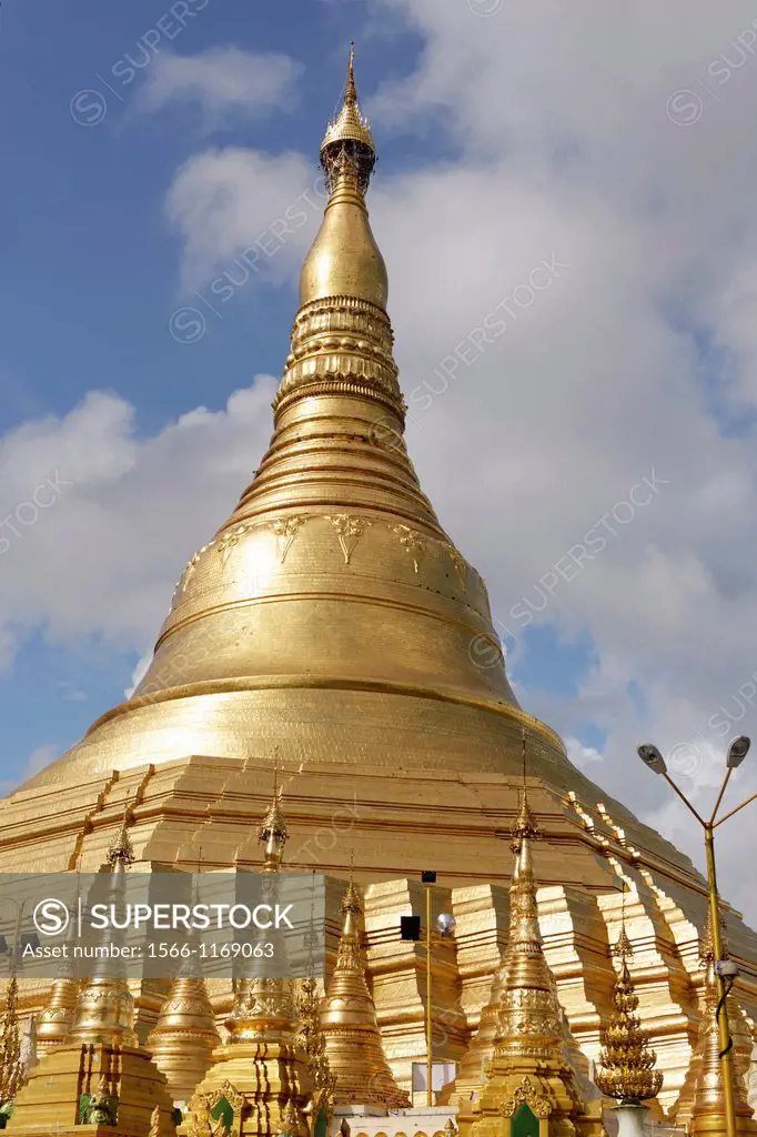 The Shwedagon Pagoda officially titled Shwedagon Zedi Daw also known as the Great Dagon Pagoda and the Golden Pagoda, is a 99 metres  325ft  gilded p...