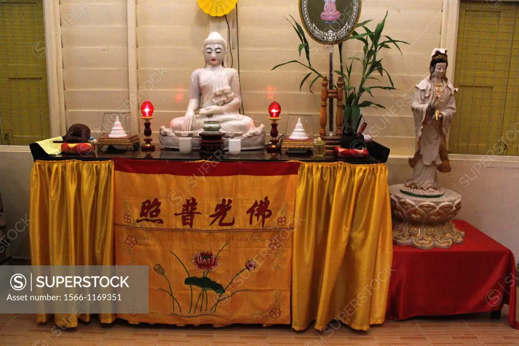 Altar of a Buddhist temple, Kuala Kangsar, Perak, Malaysia.