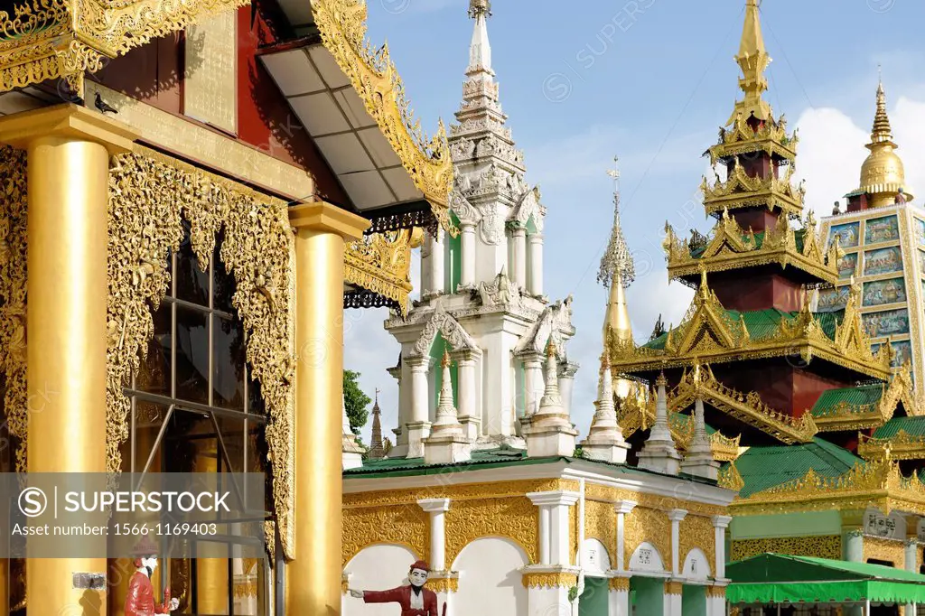 The Shwedagon Pagoda officially titled Shwedagon Zedi Daw also known as the Great Dagon Pagoda and the Golden Pagoda, is a 99 metres  325ft  gilded p...