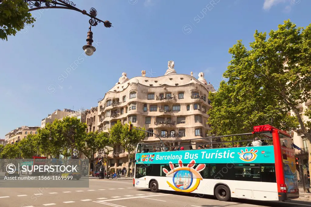 Barcelona, Spain  Casa Mila, or La Pedrera, Modernist building designed by Antoni Gaudi  UNESCO World Heritage Site