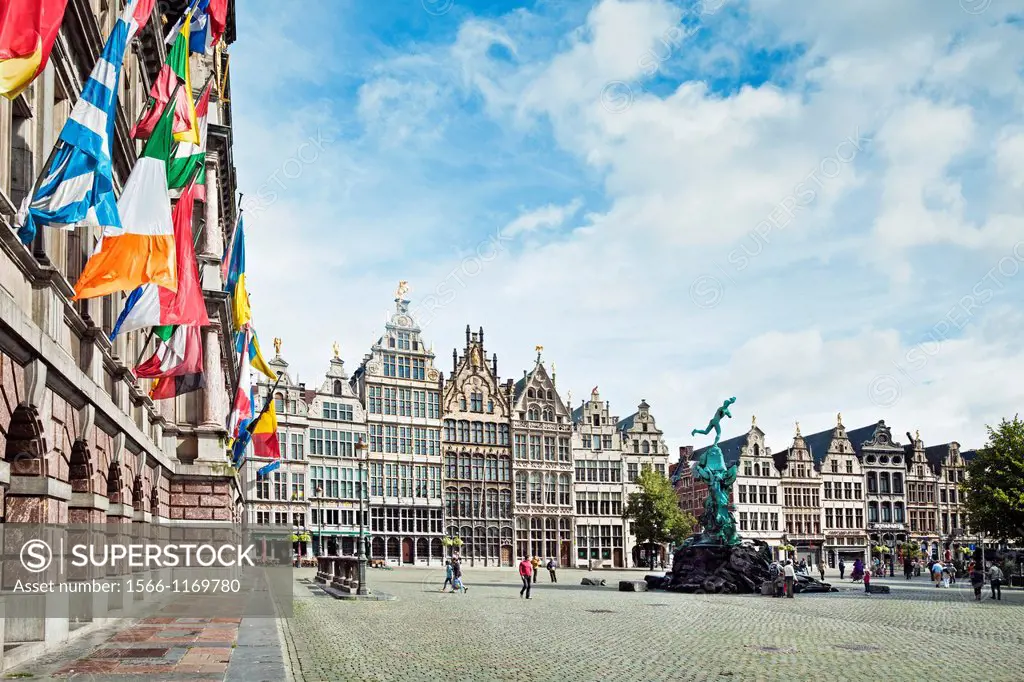 Stadhuis or City Hall in Grote Markt, Antwerp, Flanders, Belgium.